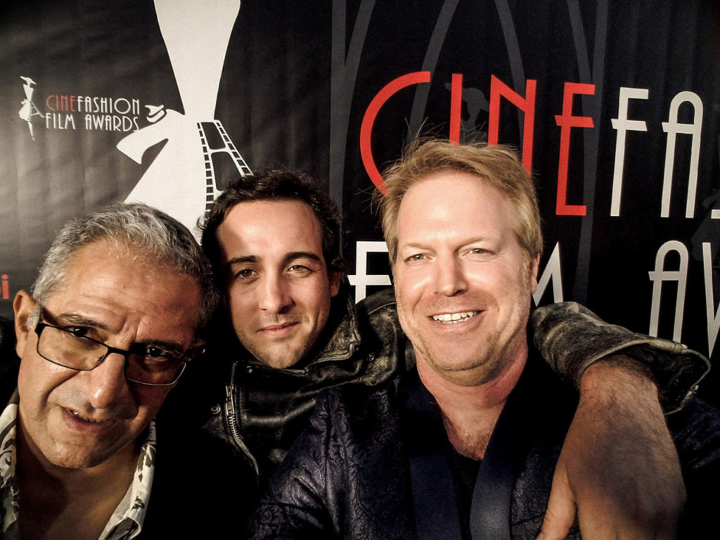 Film director Greg McDonald, actor Brandon Bernath and Roberto Correa cinematographer on the red carpet