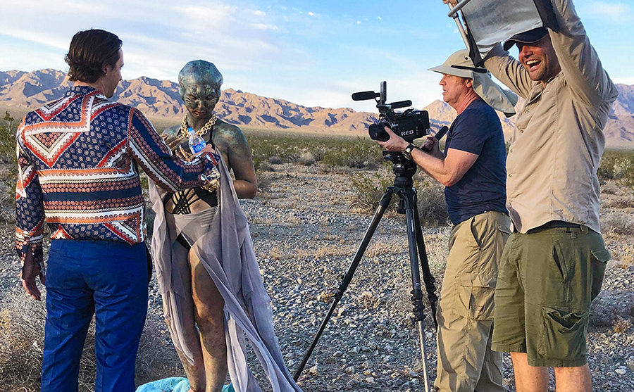 bts of director Greg McDonald filming actors