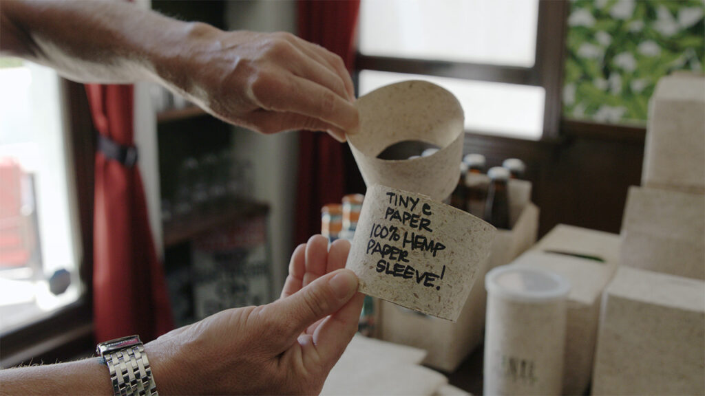 a close up of a coffee cup holder made out of hemp paper in the video series Hemp Already