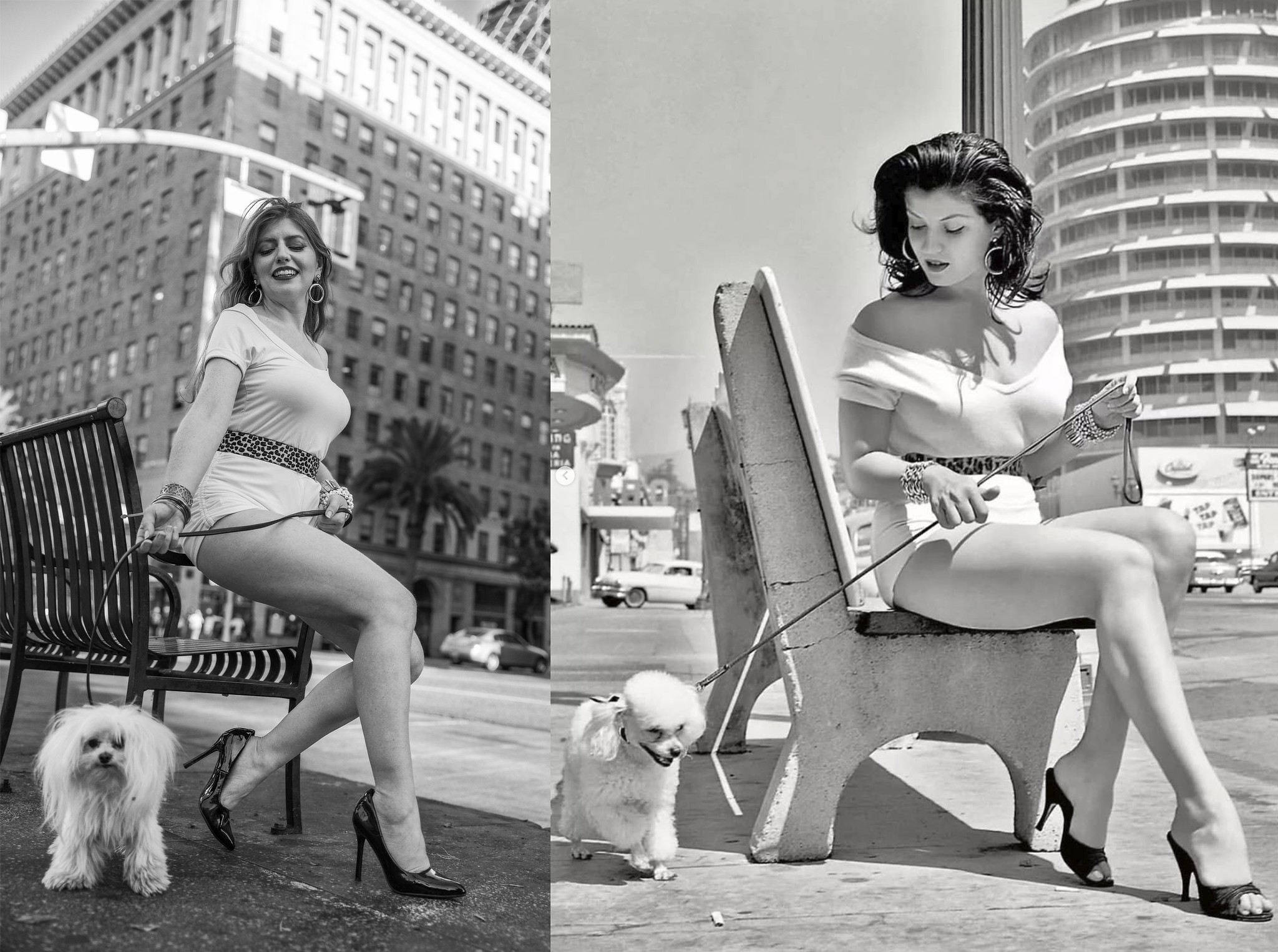 1950s Hollywood in 2025 bus bench